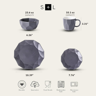 Stone Lain Jamie Informal Porcelain 16-Piece Geometric Dinnerware Set (Open Box)