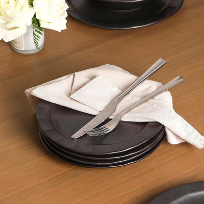 Stone Lain Oasis Stoneware 4 Piece Dinner Plate Dish Set - Serving Dishes, Black - VMInnovations