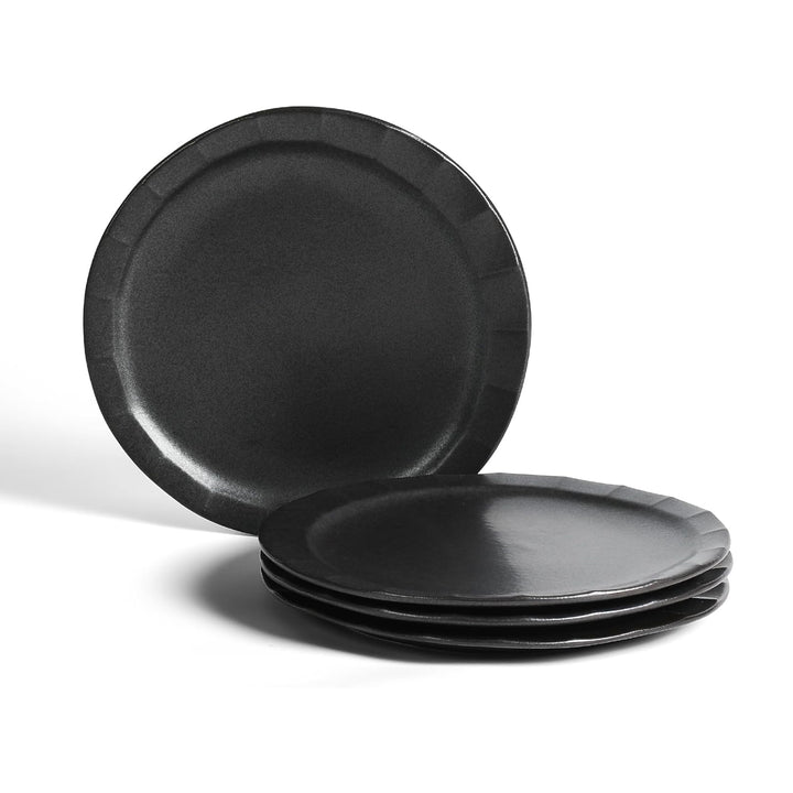 Stone Lain Oasis Stoneware 4 Piece Dinner Plate Dish Set - Serving Dishes, Black