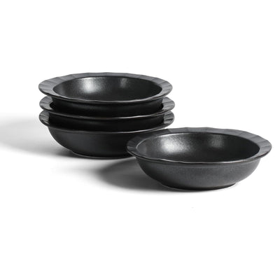 Stone Lain Oasis Stoneware 4 Piece Pasta Bowl Dish Set - Serving Dishes, Black - VMInnovations