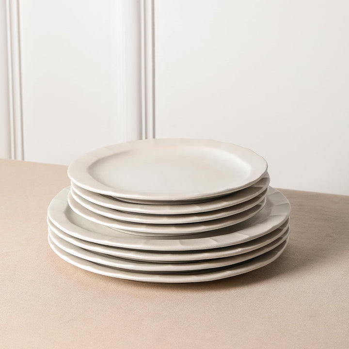 Stone Lain Oasis Stoneware 24 Piece Dinnerware Dish Set, Service for 8, White