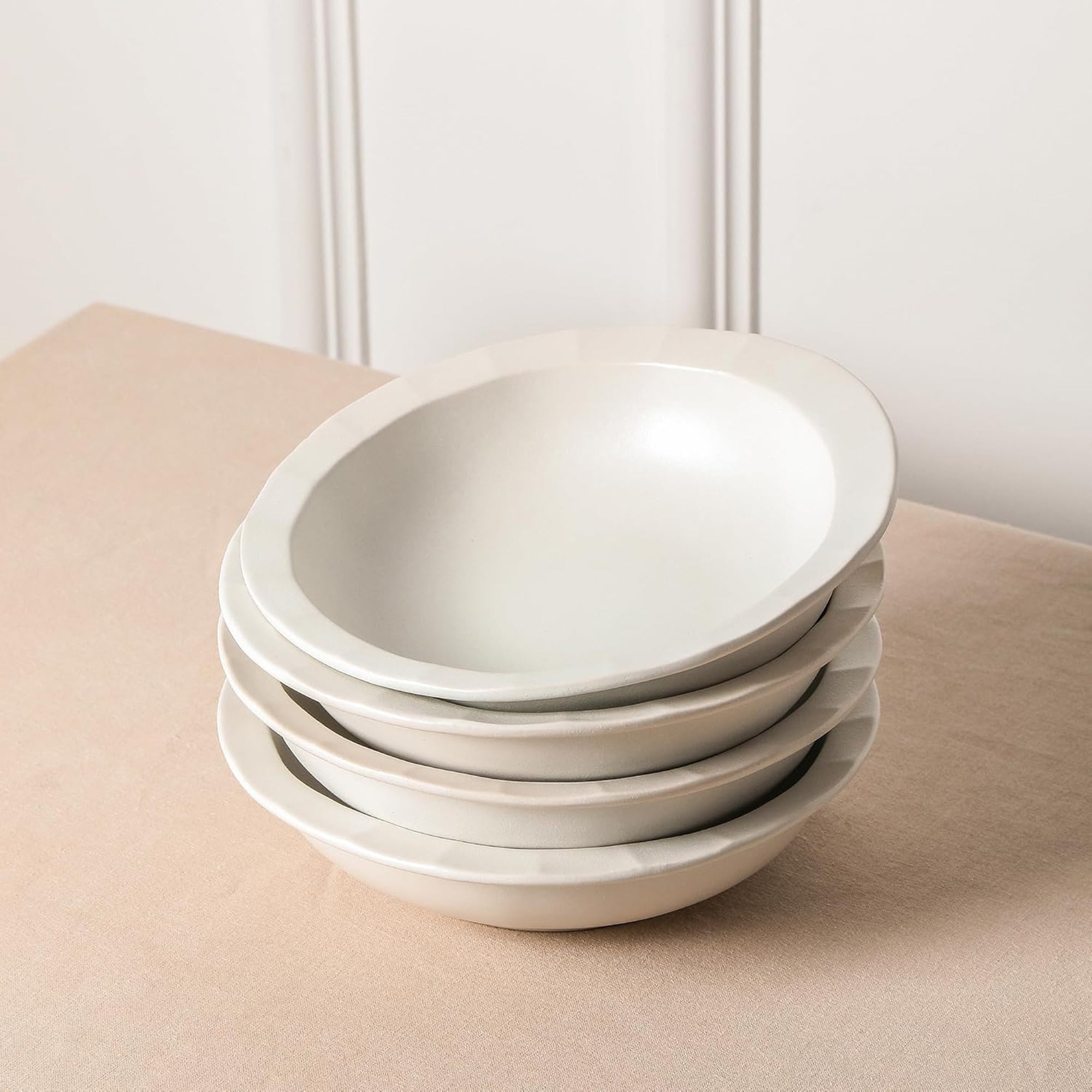Stone Lain Oasis Stoneware 24 Piece Dinnerware Dish Set, Service for 8, White - VMInnovations