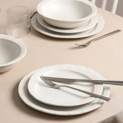 Stone Lain Oasis Stoneware 4 Piece Dinner Plate Dish Set - Serving Dishes, White - VMInnovations