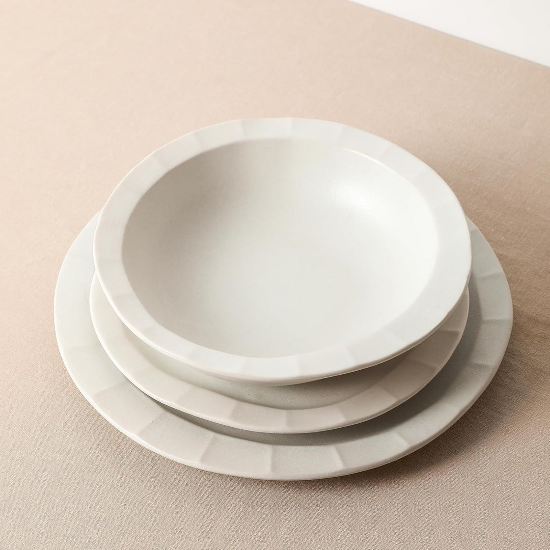Stone Lain Oasis Stoneware 4 Piece Dinner Plate Dish Set - Serving Dishes, White