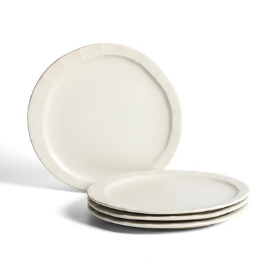 Stone Lain Oasis Stoneware 4 Piece Dinner Plate Dish Set - Serving Dishes, White - VMInnovations