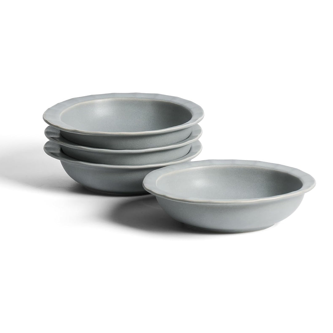 Stone Lain Oasis Stoneware 4 Piece Pasta Bowl Dish Set Serving Dishes, Grey Blue