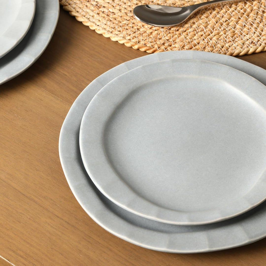 Stone Lain Oasis Stoneware 24 Piece Dinnerware Set, Service for 8, Grey Blue