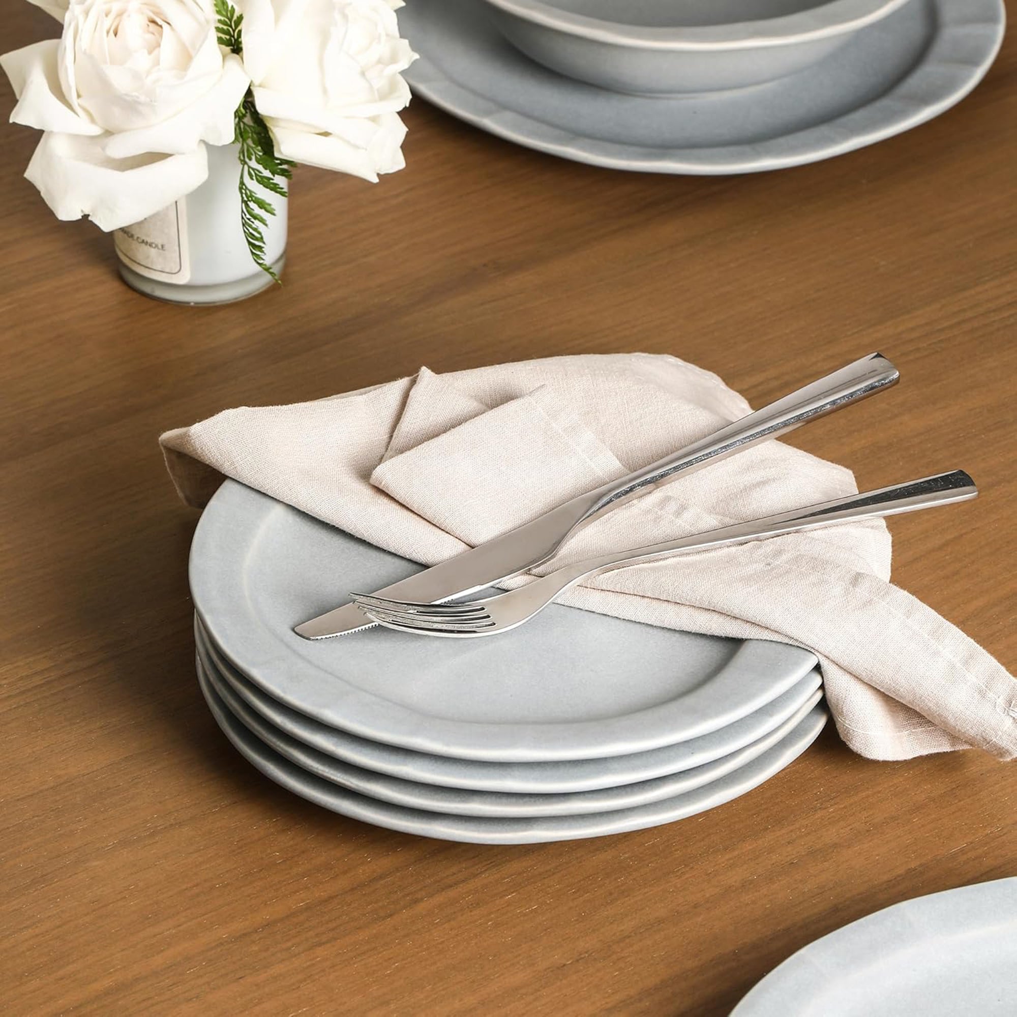 Stone Lain Oasis Stoneware 24 Piece Dinnerware Set, Service for 8, (Open Box) - VMInnovations