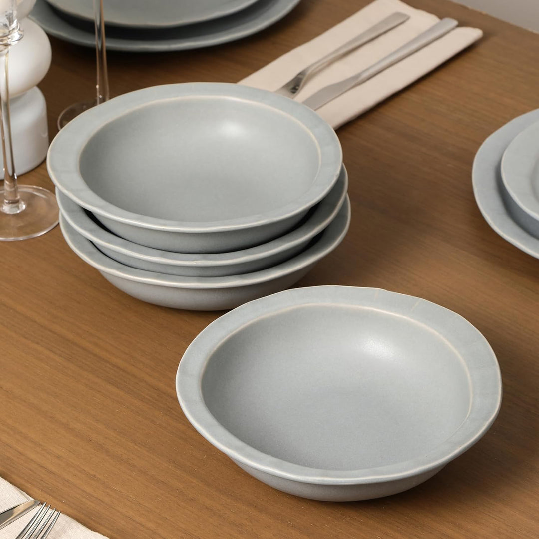 Stone Lain Oasis Stoneware 24 Piece Dinnerware Set, Service for 8, Grey Blue