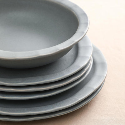Stone Lain Oasis Stoneware 4 Piece Dinner Plate  Set - Serving Dishes, Grey Blue - VMInnovations