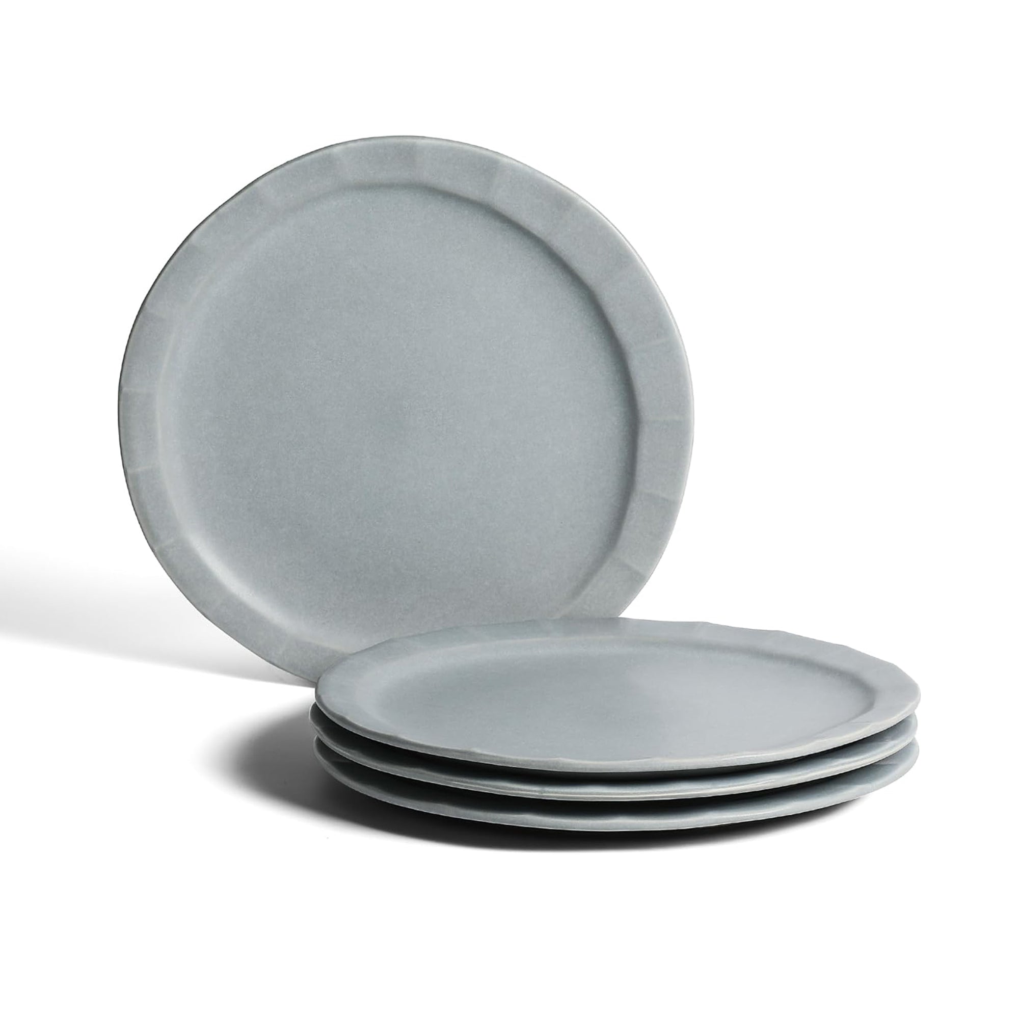 Stone Lain Oasis Stoneware 4 Piece Dinner Plate  Set - Serving Dishes, Grey Blue - VMInnovations