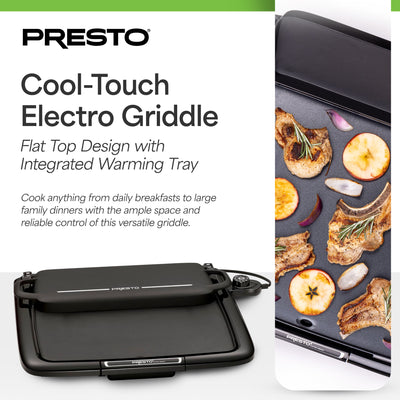 Presto XL Cool-Touch Electric Griddle w Warming Tray, Ceramic Nonstick(Open Box)