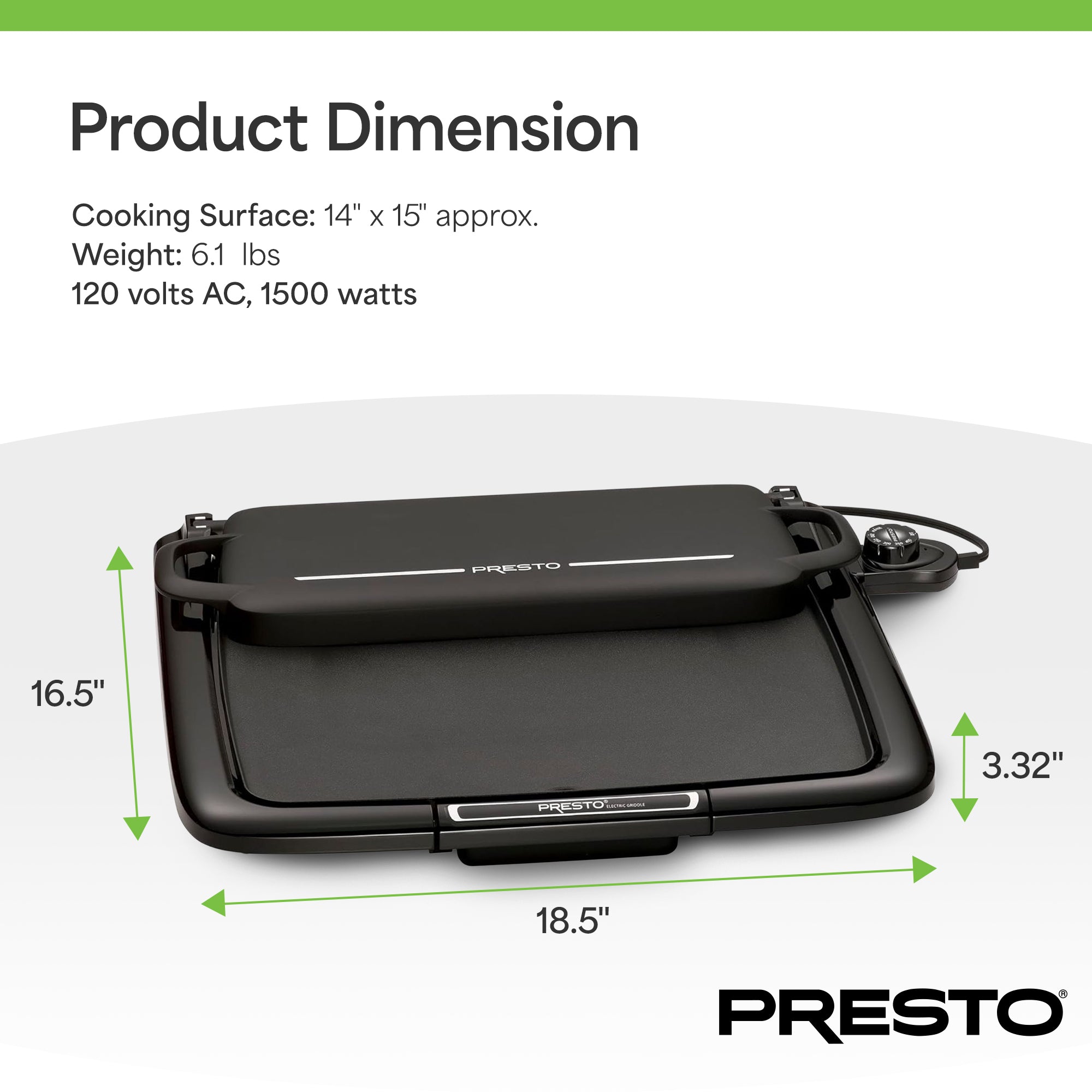 Presto XL Cool-Touch Electric Griddle w Warming Tray, Ceramic Nonstick(Open Box) - VMInnovations