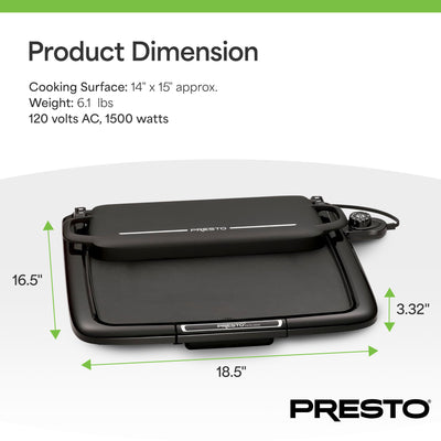 Presto XL Cool-Touch Electric Griddle w Warming Tray, Ceramic Nonstick(Open Box)