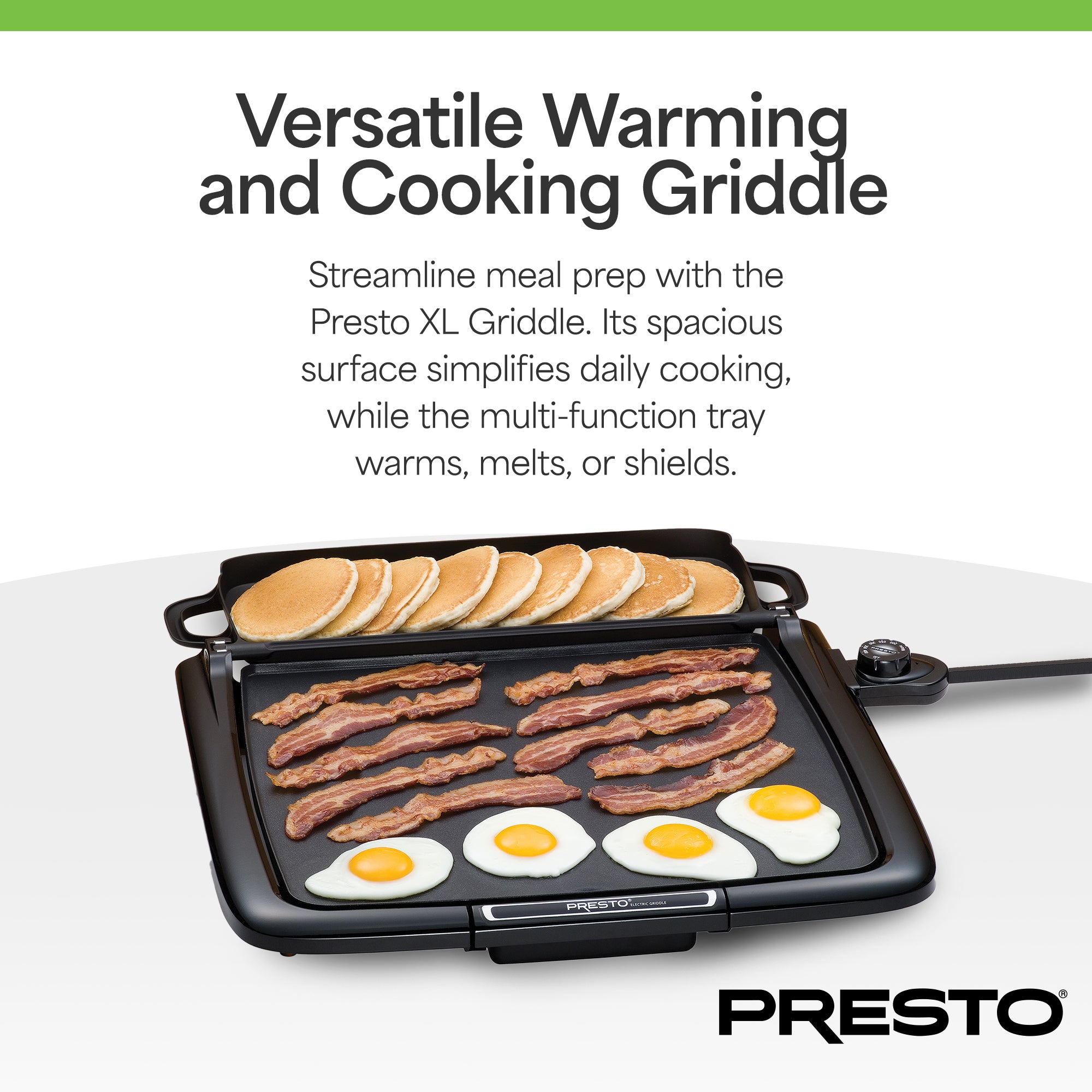 Presto XL Cool-Touch Electric Griddle w Warming Tray, Ceramic Nonstick(Open Box)