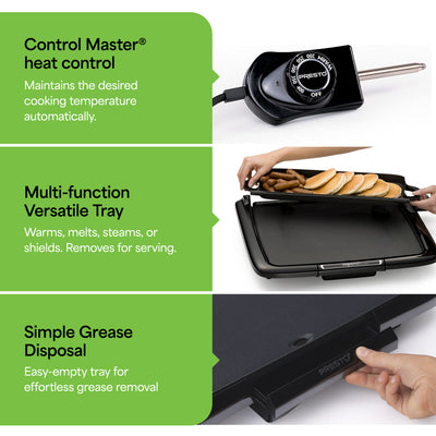 Presto XL Cool-Touch Electric Griddle w Warming Tray, Ceramic Nonstick(Open Box)