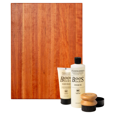 John Boos Cherry Wood Reversible Cutting Board w/ Care Oil, Cream, & Applicator