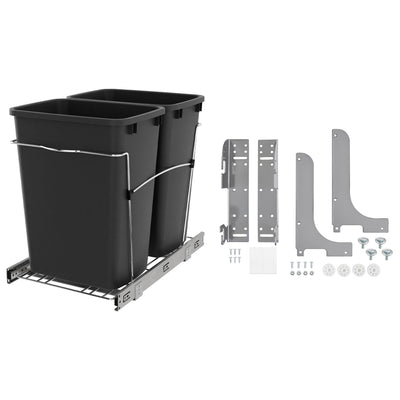 Rev-A-Shelf Double Pullout Trash Can 35 qt Black, RV-18KD-18C S & Door Mount Kit