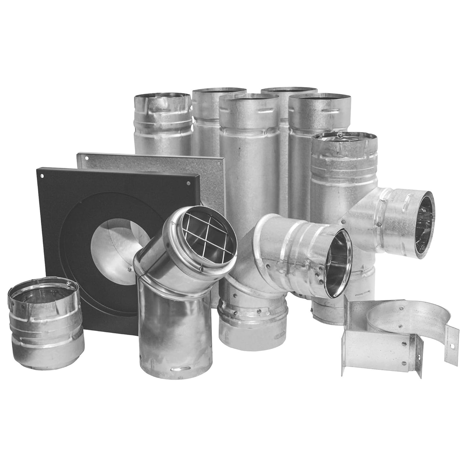 DuraVent PelletVent 3" Stainless Steel Horizontal Venting 10-Piece Kit, Grey - VMInnovations