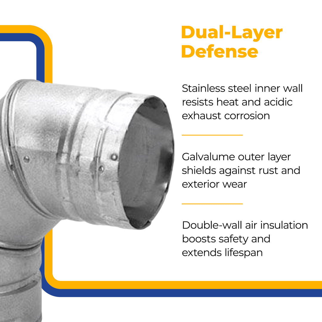 DuraVent PelletVent 3 Inches Stainless Steel 90 Degree Elbow Stove Pipe, Grey - VMInnovations