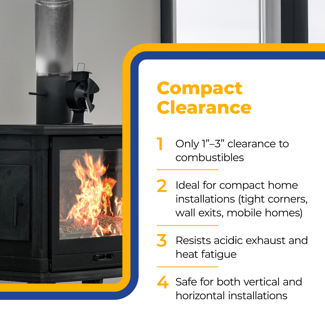 DuraVent PelletVent 12" L x 3" Diameter Adjustable Straight Steel Stove Pipe - VMInnovations