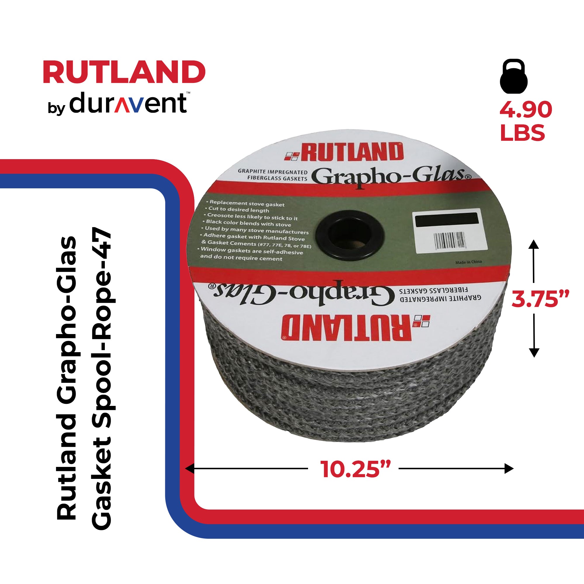 Rutland Grapho-Glas Graphite Impregnated Replacement Gasket Spool, 47-Inches