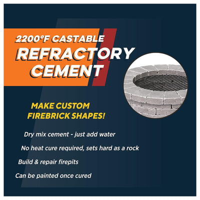 Rutland Castable Refractory Cement for High Temperature Fireplaces, 25 Pounds