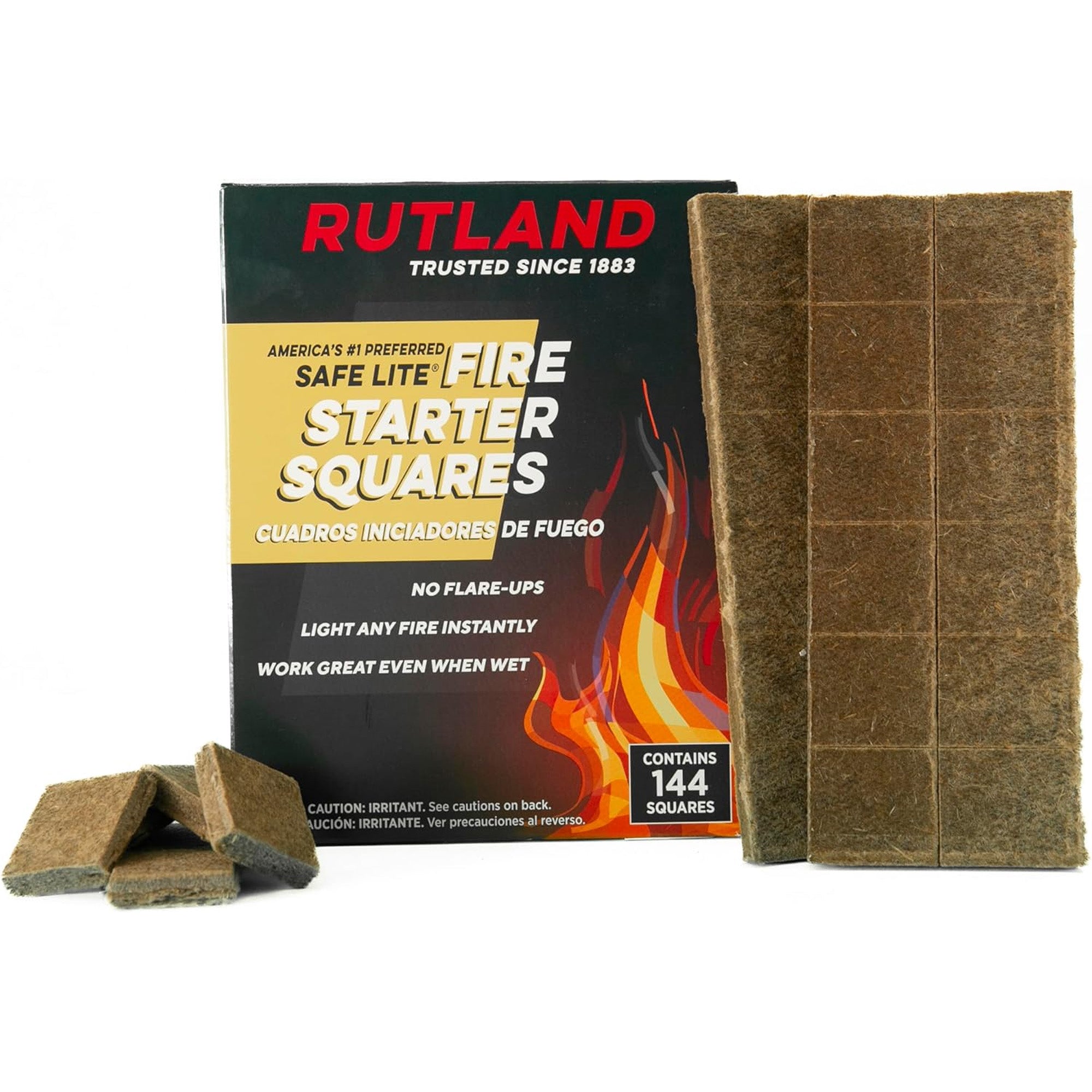 Rutland Fire Starter Squares, Heavy Charcoal Starters for Fireplace, 144 Squares - VMInnovations