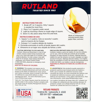 Rutland Fire Starter Squares, Heavy Charcoal Starters for Fireplace, 144 Squares - VMInnovations