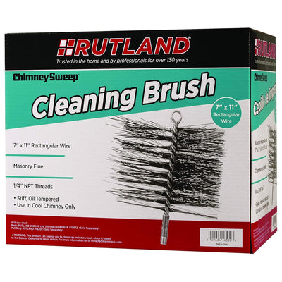Rutland Chimney Sweep Rectangular 7"x 11" Wire Cleaning Brush, 1/4" Pipe Thread - VMInnovations