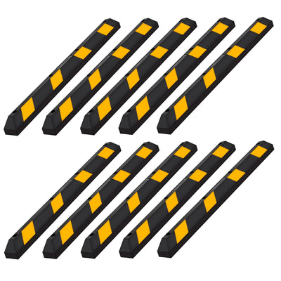 Guardian Parking Stop, 6Ft Rubber Curb w/ Mounting Holes, Black/Yellow, 10 Pack