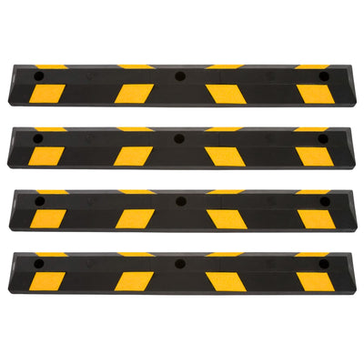 Guardian Parking Stop, 4Ft Rubber Curb with Mounting Holes, Black/Yellow, 4 Pack - VMInnovations