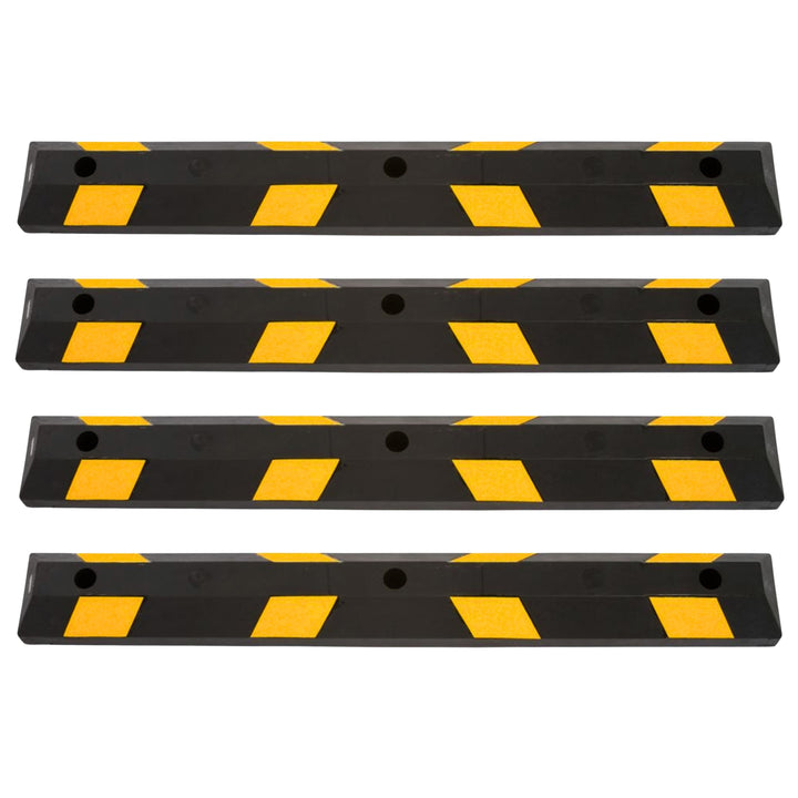 Guardian Parking Stop, 4Ft Rubber Curb with Mounting Holes, Black/Yellow, 4 Pack