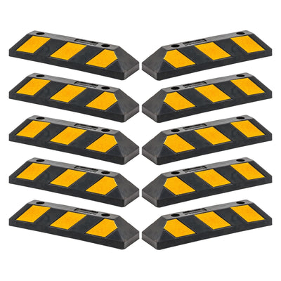 Guardian Parking Stop, 2Ft Rubber Curb w/ Mounting Holes, Black/Yellow, 10 Pack