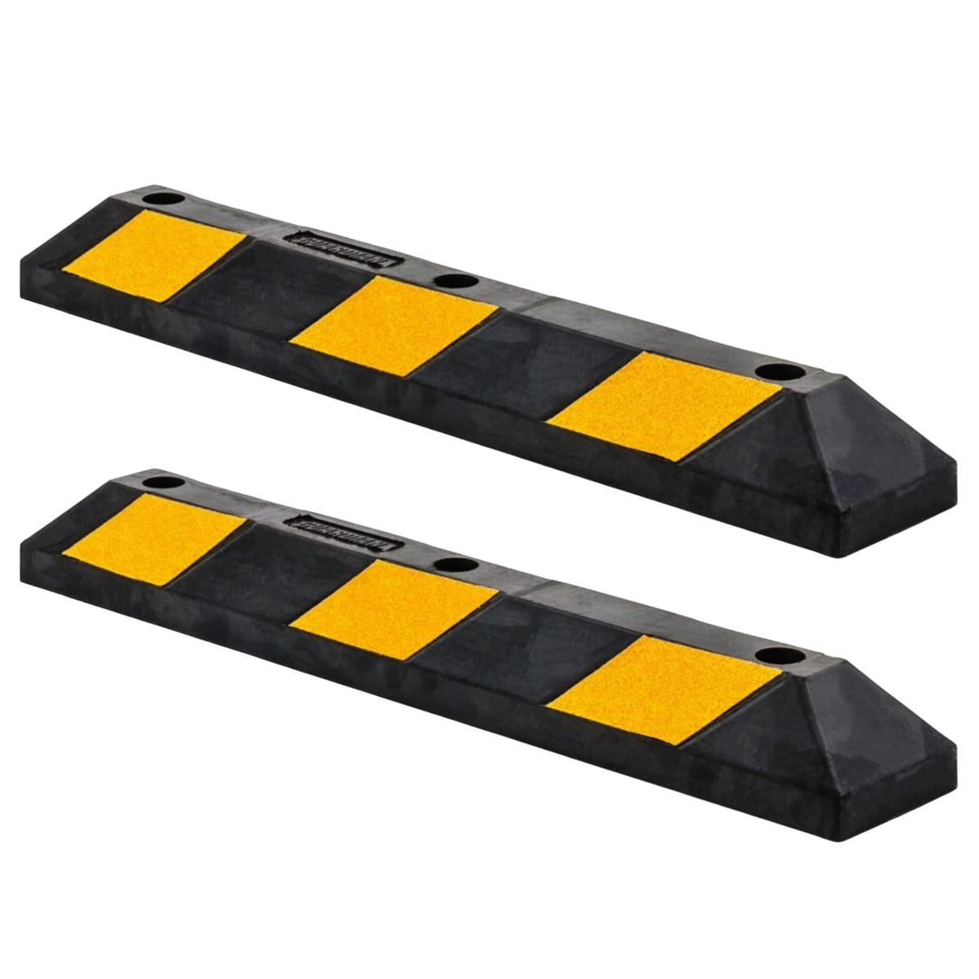 Guardian Parking Stop, 3Ft Rubber Curb with Mounting Holes, Black/Yellow, 2 Pack