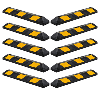 Guardian Parking Stop, 3Ft Rubber Curb w/ Mounting Holes, Black/Yellow, 10 Pack