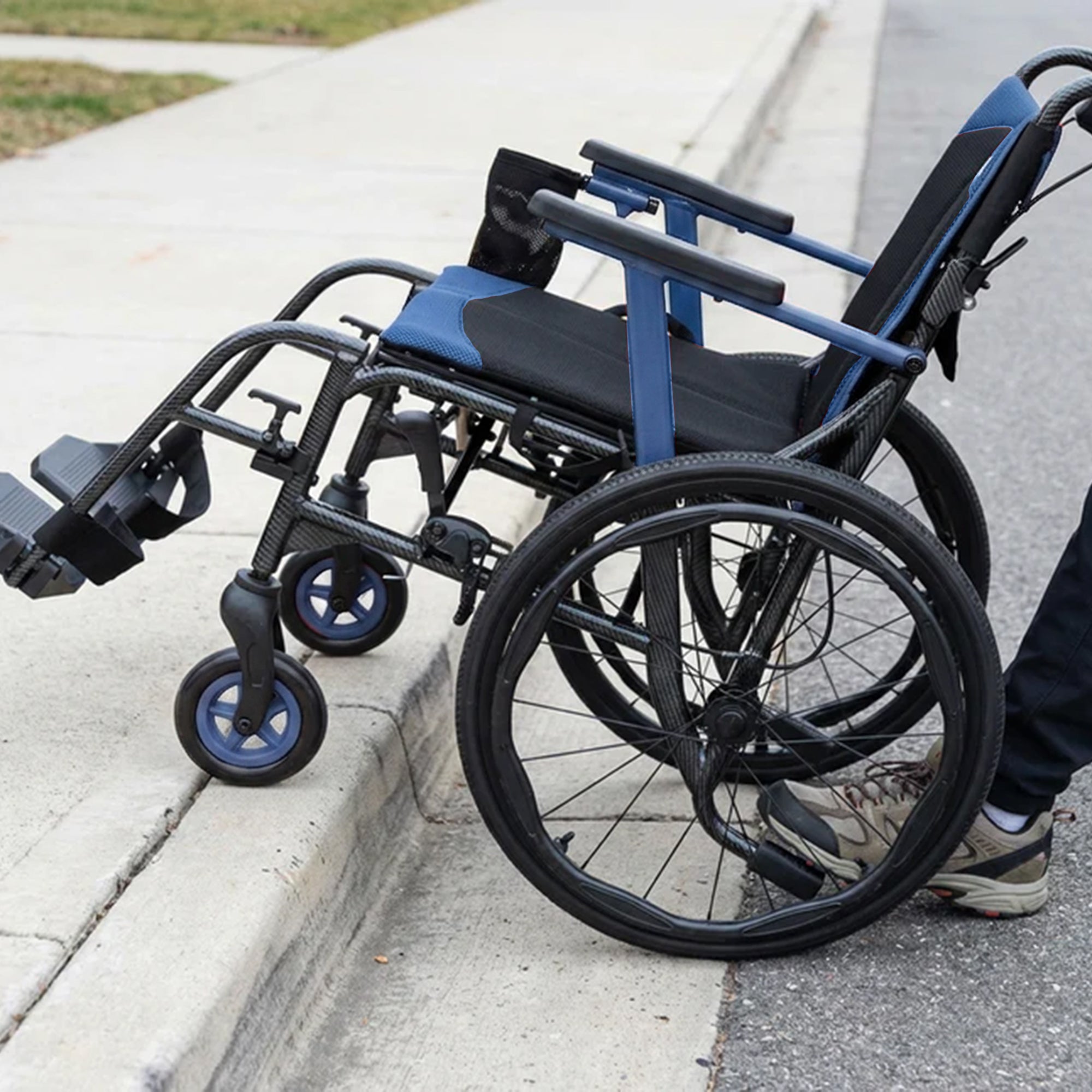 Journey SoLite C2 Ultra Lightweight Wheelchair, Foldable Manual Chair, Blue - VMInnovations
