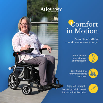 Journey Air Elite Electric Power Chair, Lightweight Foldable Powered Wheelchair - VMInnovations