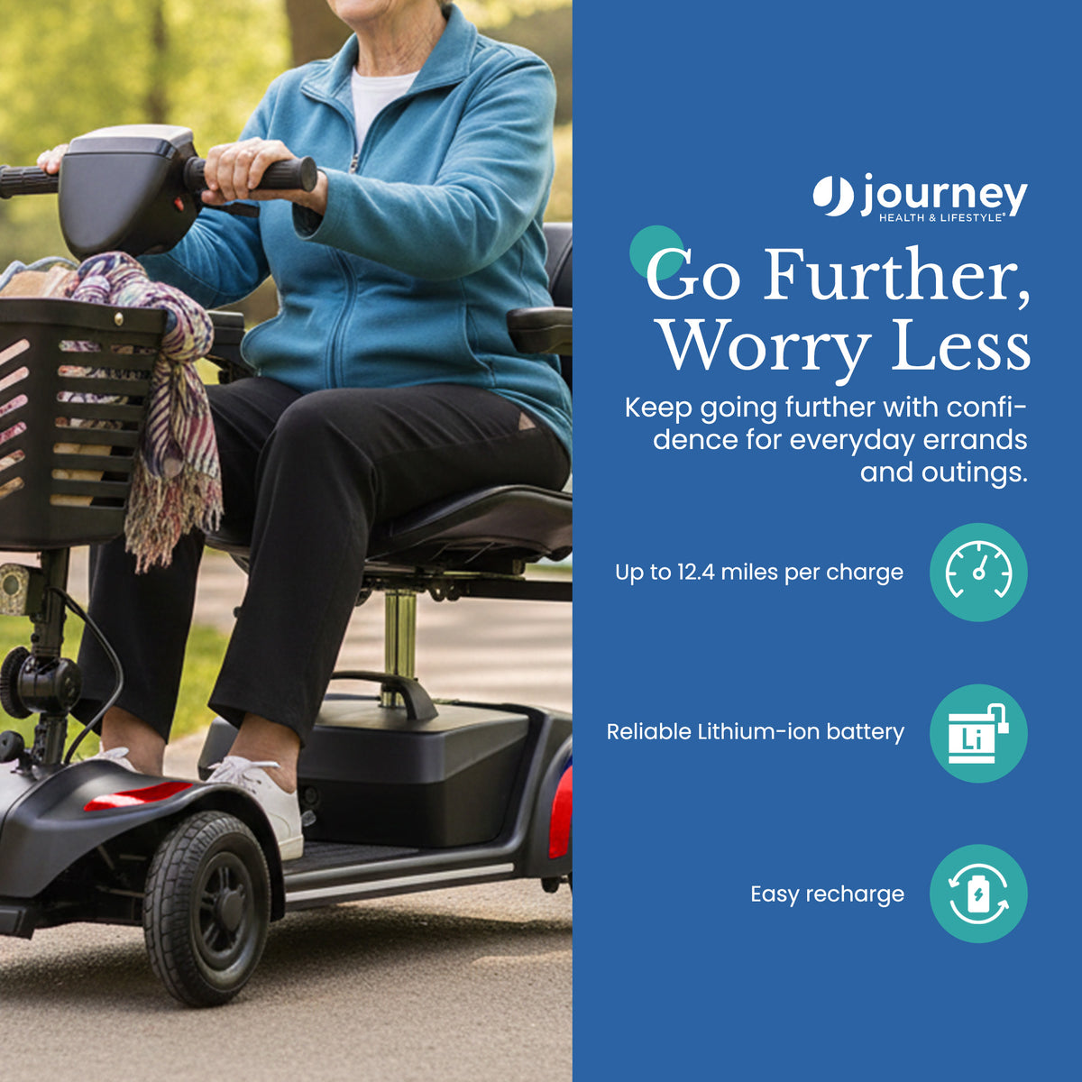 Journey Adventure Mobility Scooter, Electric Motorized Travel Scooter, Red
