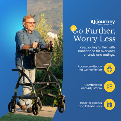 LifeWalker UPWalker Large Original Upright Rollator Walker w/ Seat for Seniors - VMInnovations