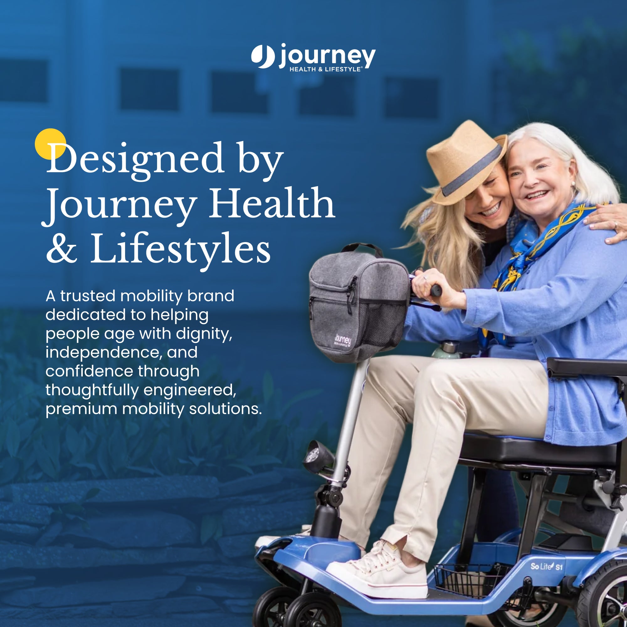 Journey Upright Foldable Walker for Seniors with 10" Front Wheels, and Lights - VMInnovations