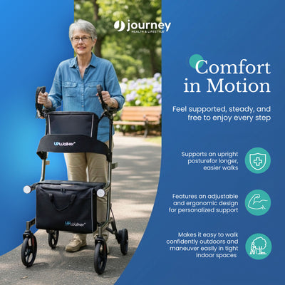 Journey Upright Foldable Walker for Seniors with 10" Front Wheels, and Lights (Open Box)
