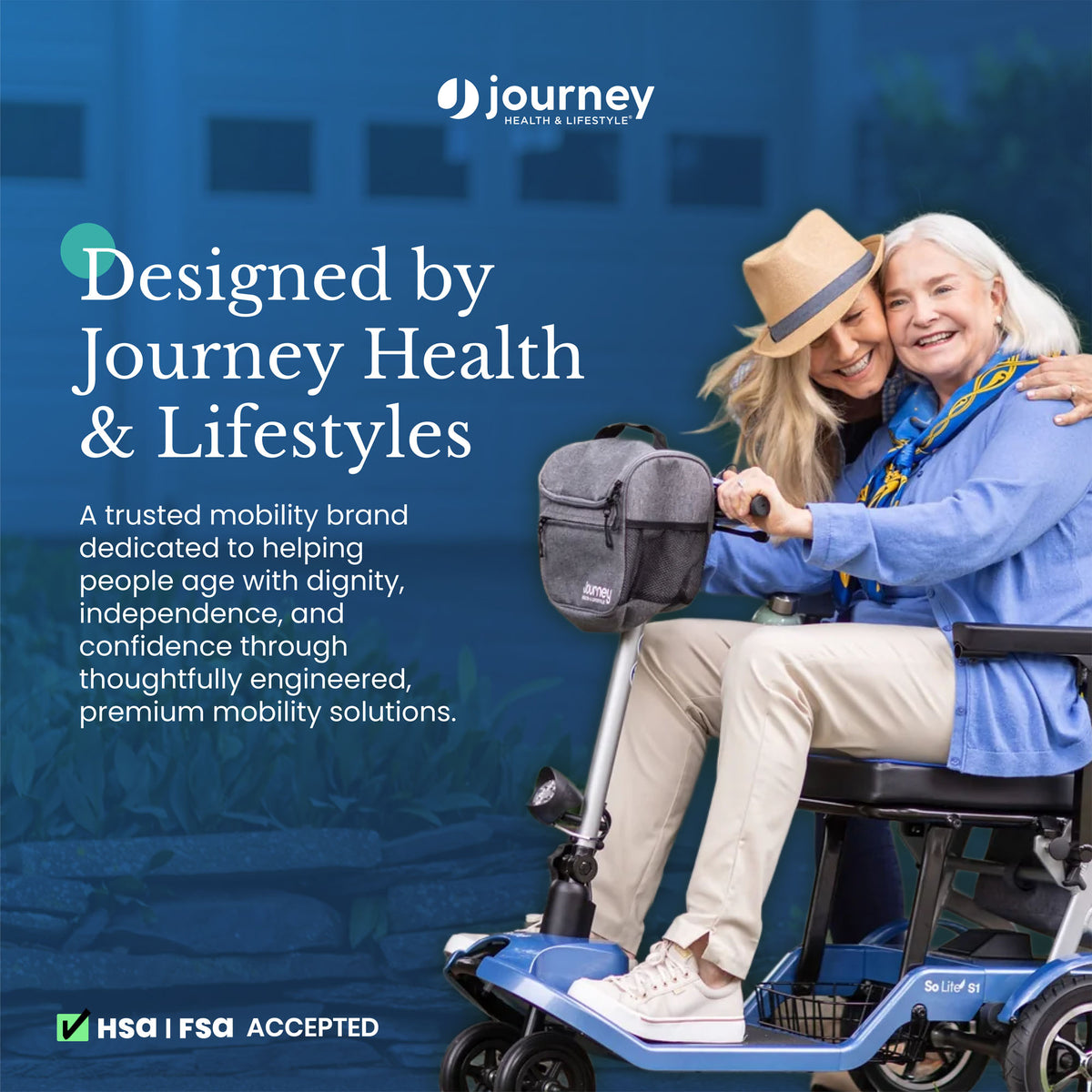 Journey Upright Foldable Walker for Seniors with 10" Front Wheels, and Lights (Open Box)