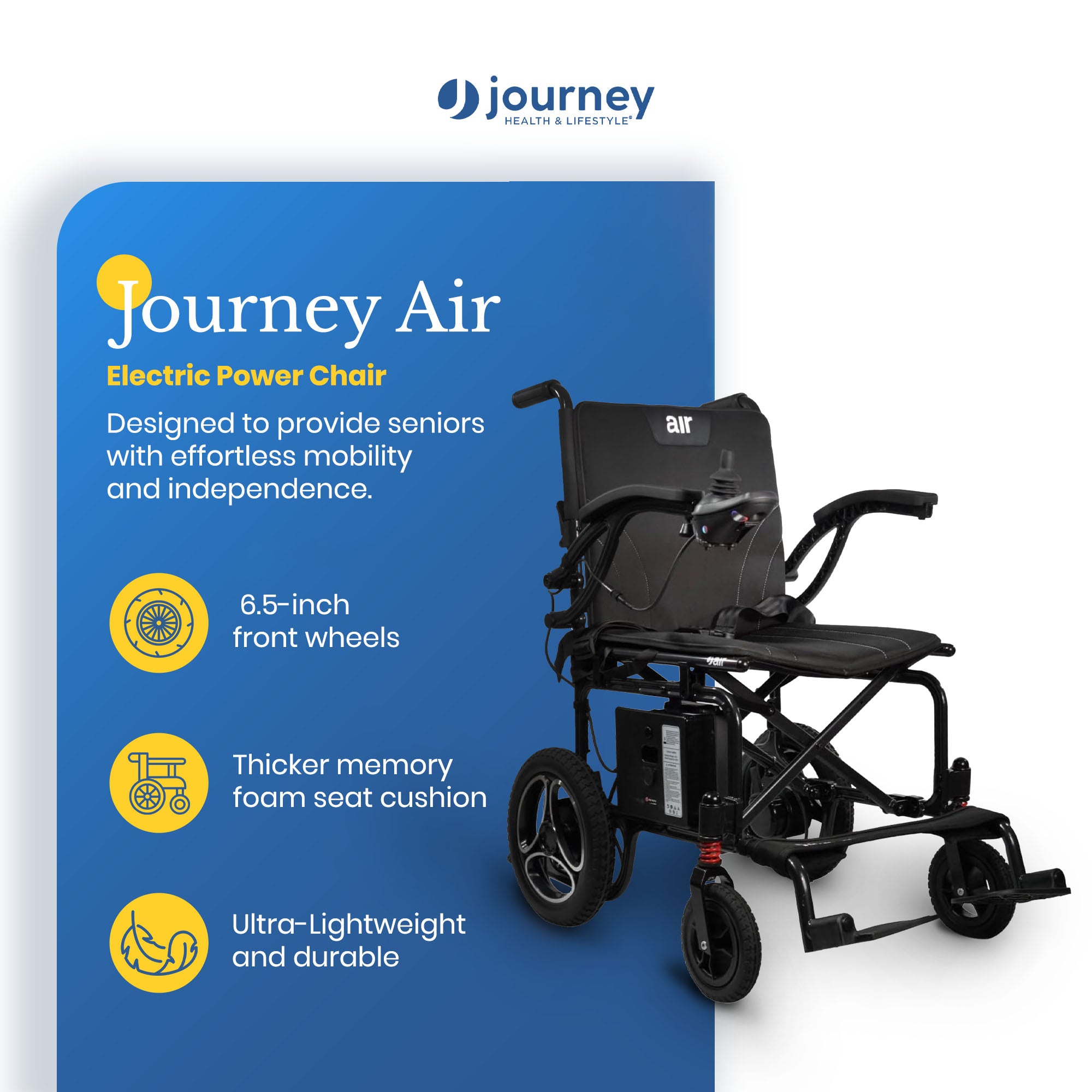 Journey Air Electric Power Chair, Foldable Powered Wheelchair, TSA-Compliant - VMInnovations