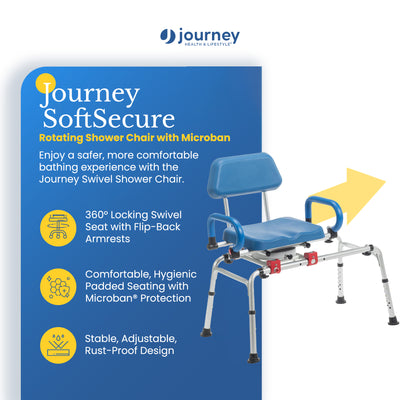Journey 360 Degree Rotating Transfer Bench, SoftSecure Chair to Bathtub Seat