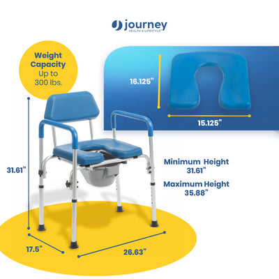 Journey 3-in-1 Commode, Bathroom Bedside Elevated Toilet Seat & Shower Chair - VMInnovations