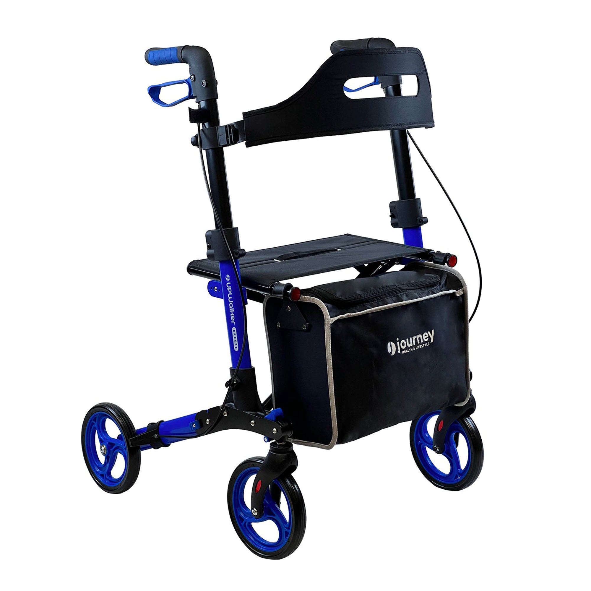Journey UPWalker Breeze Traditional Rollator Walker with Seat for Adults, Blue - VMInnovations