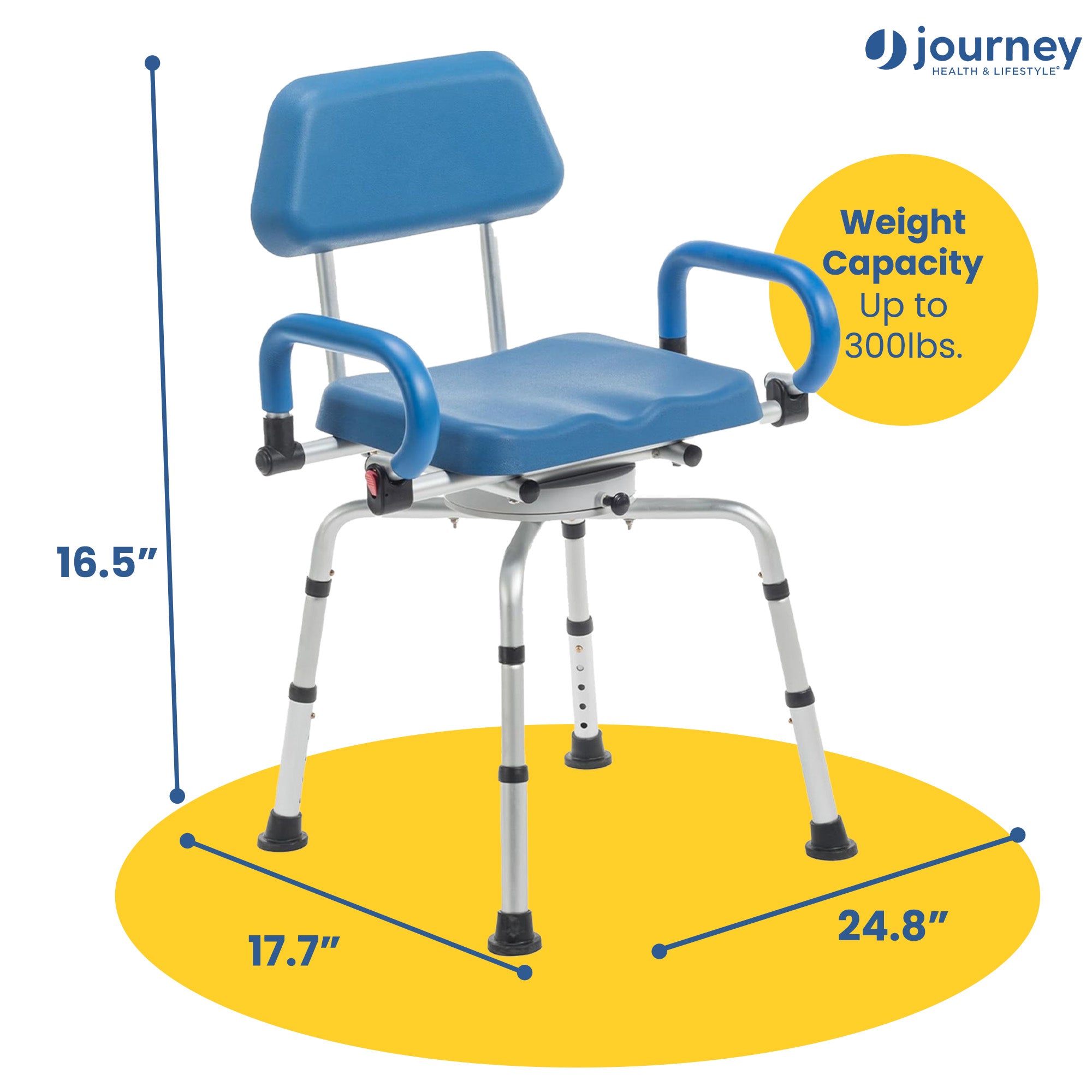 Journey 360 Degree Rotating Shower Chair, SoftSecure Padded Swivel Bathtub Seat - VMInnovations