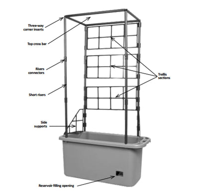 Hydrofarm 10Gal Self Watering Tomato Trellis Garden Grow System on Wheels (Used)