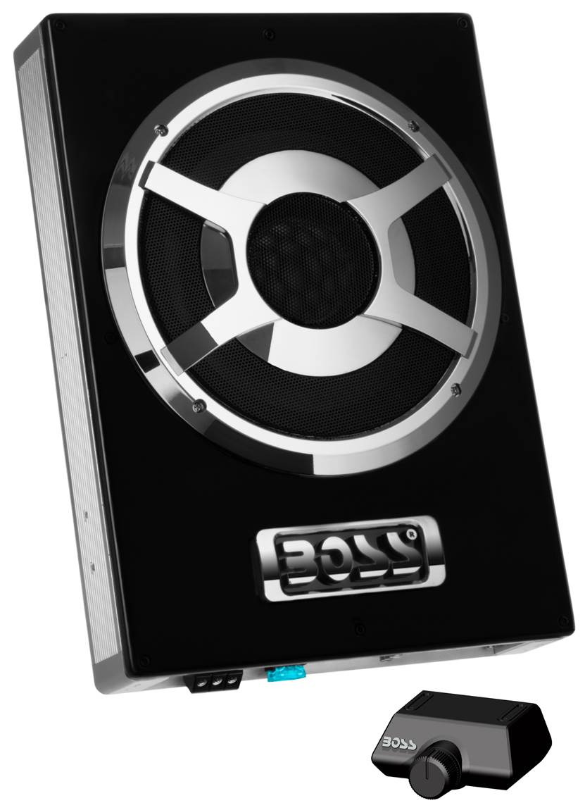 BOSS BASS800 8" 800W Low Profile Amplified Subwoofer Sub +Boss KIT2 8 Ga Amp Kit